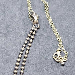 Bronze Tone Ball Bead Tassel Pendant Necklace 20"